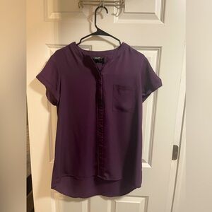 Vera Wang Short Sleeve Purple Silk Top